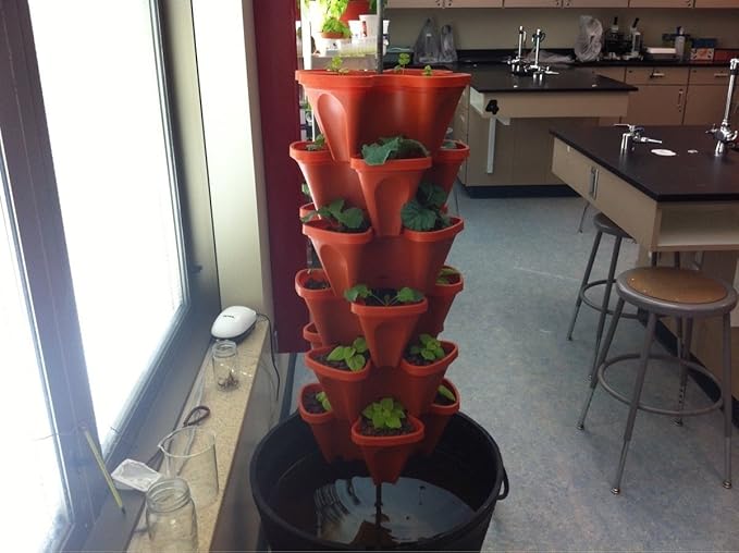 Vertical Gardening Planters - Use Mr Stacky Pots With ANY Grow Medium (Soil, Hydroton, Vermiculte, Perlite, Coco Fiber) - Great for Hydroponics and Aquaponics Too - Build Your Own Stacking Container