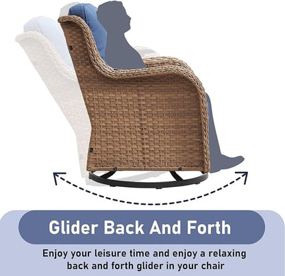 7 Piece Patio Furniture-All-Weather PE Wicker Outdoor Patio Furniture with Swivel Rocker Chairs,Outdoor Couch with Ottomans,Outdoor Furniture Set with Tables,