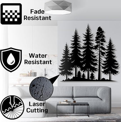 Metal Pine Tree Wall Art - Nature Decor, Wall Hanging, 24"W x 23"H / 60 x 57 cm