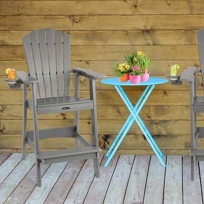 FUNBERRY Tall Adirondack Chair, All Weather High Top Balcony Chairs with Cup Holder