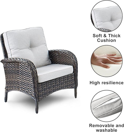 HUMMUH 7-Piece Outdoor Patio Furniture PE Wicker Patio Conversation Set,High Back Patio Couch with Coffee Tables Outdoor Chairs for Backyard,Porch,Deck