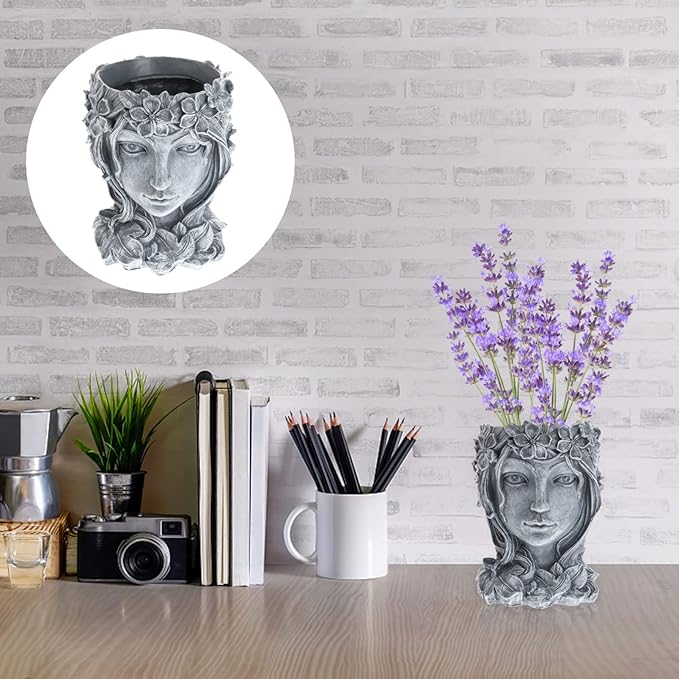 YARNOW Head Face Planter Cute Human Head Face Resin Flowerpot Vase Succulent Cactus Planter for Garden Indoor Outdoor