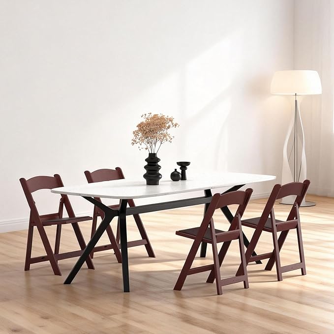 Nazhura Garden and Patio Folding Chair Set of 4 for Event and Wedding, Lightweight with Padded Seat, Water-Proof, Double Braced Frame, Non-Slip Feet, 900LB Capacity (Brown)