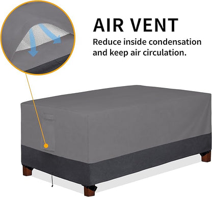 Easy-Going 600D Heavy Duty Rectangular Table Cover UV Resistant and Waterproof Outdoor Lawn Patio Furniture Cover (72" Lx44 Wx23 H, Gray/Dark Gray)