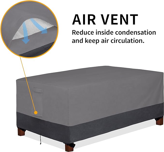 Easy-Going 600D Heavy Duty Rectangular Table Cover UV Resistant and Waterproof Outdoor Lawn Patio Furniture Cover (84" Lx44 Wx23 H, Gray/Dark Gray)