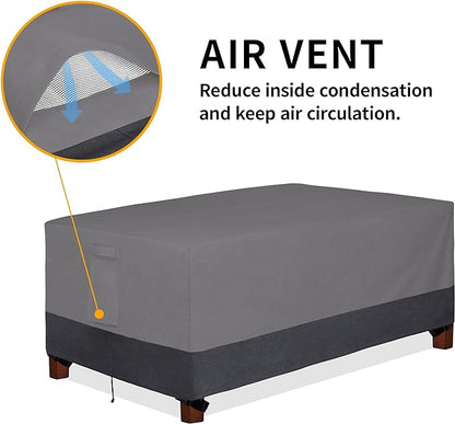 Easy-Going 600D Heavy Duty Rectangular Table Cover UV Resistant and Waterproof Outdoor Lawn Patio Furniture Cover (84" Lx44 Wx23 H, Gray/Dark Gray)