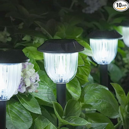 AOSEA Bright 10 Pack Solar Lights Outdoor Waterproof IP65,LED Sola Pathway Lights for Outside,Landscape Path Lighting,Garden Decor for Yard,Patio,Landscape,Walkway,Sidewalk,Driveway,Lawn (Cold White)