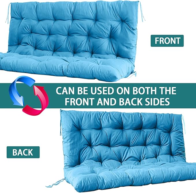 Swing Replacement Seat Cushions, 2-3 Seater Bench Cushions for Outdoor Furnitur with Backrest, Garden Recliner Seat Cushions Waterproof Sofa Pads (Sky Blue, 71x40in)