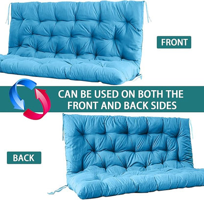 Swing Replacement Seat Cushions, 2-3 Seater Bench Cushions for Outdoor Furnitur with Backrest, Garden Recliner Seat Cushions Waterproof Sofa Pads (Sky Blue, 71x40in)