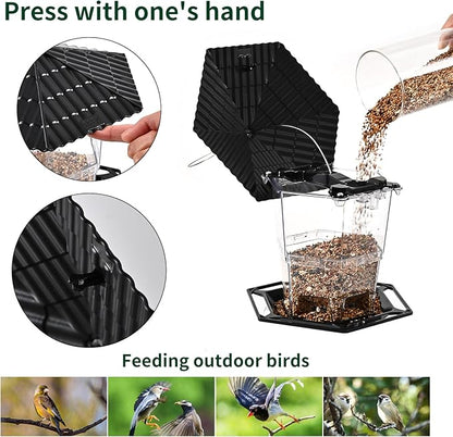 Jealoeur Bird Feeders for Outdoors Hanging Birds Feeder Wild Birds Seed, Black 2 Pack B