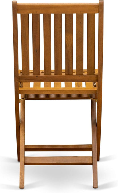 East West Furniture CMDK5CWNA 5 Piece Outdoor Patio Dining Sets Includes a Rectangle Acacia Wood Table and 4 Folding Side Chairs, 35x66 Inch, Natural Oil