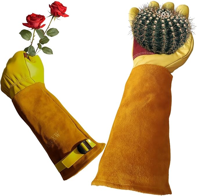 Womens/Mens Gardening Gloves for Rose and Cactus Handling,Cow Leather Garden Gloves Women/Men Thorn Proof