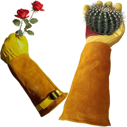 Womens/Mens Gardening Gloves for Rose and Cactus Handling,Cow Leather Garden Gloves Women/Men Thorn Proof