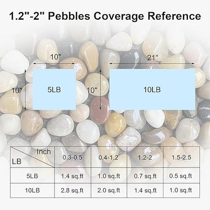 SIDONG 5 lbs Mixed River Rocks, 1.2-2 Inches Highly Polished Pebbles for Indoor Plants, Aquarium Rocks Used in Fish Tank, Decorative Stones for Plants, Vases, Home Décor, Crafting, Garden Landscaping