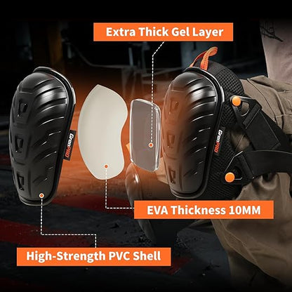 Professional Knee Pads for Work,Heavy Duty Thick Foam Knee Pads Tools, Knee Pad with Soft Gel Cushion for Construction, Work, Flooring, Gardening, Cleaning, Tiling,Upgraded Black