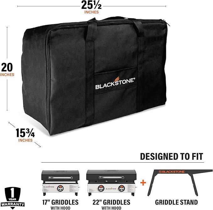 Blackstone Tabletop Griddle Carry Bag – Fits 17 Inch & 22 Inch Tabletop – Portable BBQ Grill Griddle Carry Bag - 600D Heavy Duty Weather-Resistant Cover Accessories – 5035