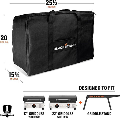 Blackstone Tabletop Griddle Carry Bag – Fits 17 Inch & 22 Inch Tabletop – Portable BBQ Grill Griddle Carry Bag - 600D Heavy Duty Weather-Resistant Cover Accessories – 5035