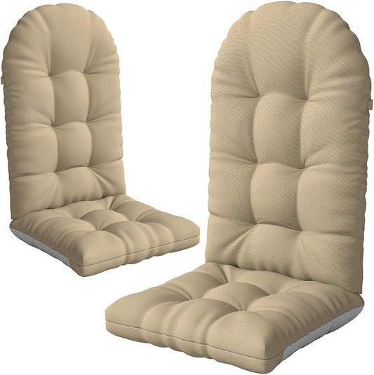 Adirondack Chair Cushion Set of 2, Thickened Patio Chair Cushions with Ties, Waterproof and UV-Protected Rocking Chair Cushion for Indoor and Outdoor, Khaki.