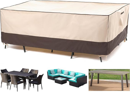 F&J Outdoors Patio Furniture Covers, Waterproof Anti-UV for Table and Chairs Set, 108"Wx82"Dx27.5"H