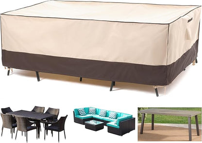 F&J Outdoors Heavy Duty Rip-stop Fabric UV Resistant Waterproof Large Patio Furniture Covers, 126"x83"x27.5"