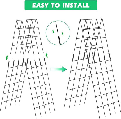 DoCred Cucumber Trellis, 59" High 2 Pack Foldable A Frame Trellis for Raised Bed Climbing Plants, Vegetables, Includes Plant Support Clips, Twist Ties, Plastic Ties- Made from PVC-Coated Steel