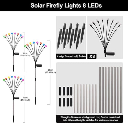 Solar Firefly Lights Multicolor, 8 Pack 800mAh Swaying Firefly Garden Lights Solar Powered Outdoor Waterproof Color Changing for Outside Yard Patio Lawn Pathway Walkway Stake Christmas Decor