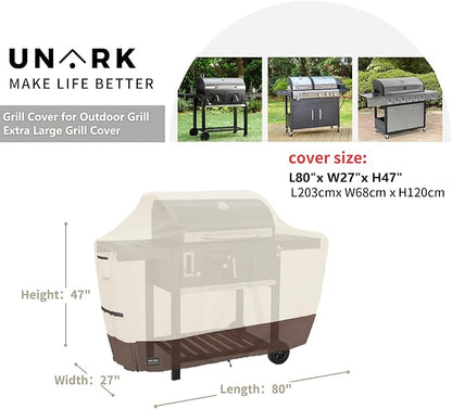 80 Inch Extra Large Grill Cover for Outdoor Grill Covers Heavy Duty Waterproof, Outdoor Kitchen XL Grill Cover Suitable for for Weber Summit, Genesis, Charbroil, Nexgrill, 80" L X 27" W X 47" H
