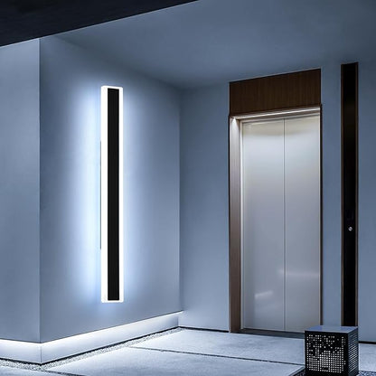 Mikeru 70.8inch Long Led Wall Light, 6000k Cool White Modern Outdoor Wall Light Ip65 Waterproof Black Acrylic Porch Exterior Lighting Fixtures, Exterior Wall Mount Lights for Garage Front Door