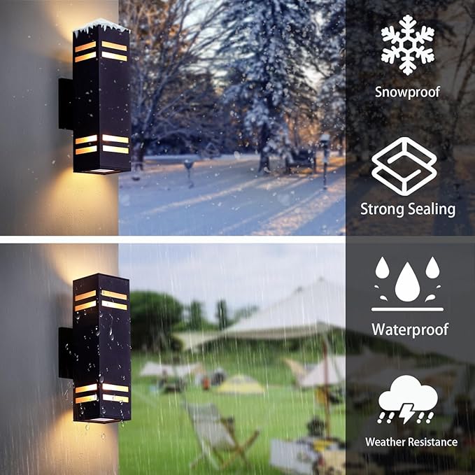 Up and Down Lights Outdoor Wall Light Fixtures, Aluminum Dusk to Dawn Outdoor Lighting Fixture, Modern Black Exterior Light Fixtures, Wall Mount Porch Light for House Front Door