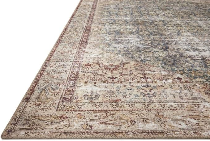 Loloi Amber Lewis Georgie Collection GER-04 Teal/Antique 2'-6" x 7'-6", .19" Pile Height, Runner Rug