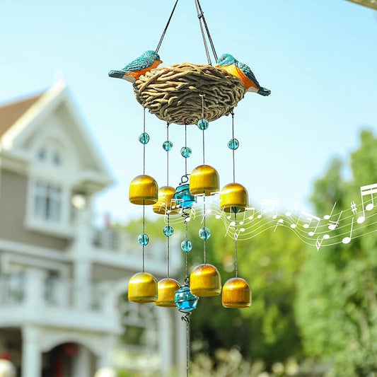 Taman Blue Bird Wind Chime - Wind Bell for Outside Indoor Resin Decorative Metal Bronze Mobile Wind Chime Memorial Sympathy Gift for Home, Outdoor, Yard, Patio,Garden Decor, 27.5"