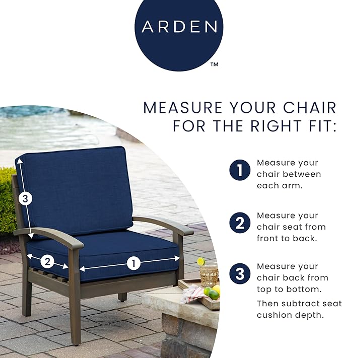 ARDEN Outdoor Plush Modern Tufted Blowfill Deep Seat Set, 24 in x 24 in, Weather-Proof, Rain-Proof, Fade Resistant Patio Cushion, Ultra Cozy Teal Ariel
