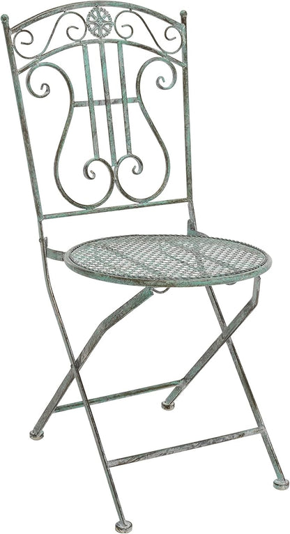 SAFAVIEH Outdoor Collection Semly Victorian Antique Dark Green Wrought Iron 3-Piece Bistro Set