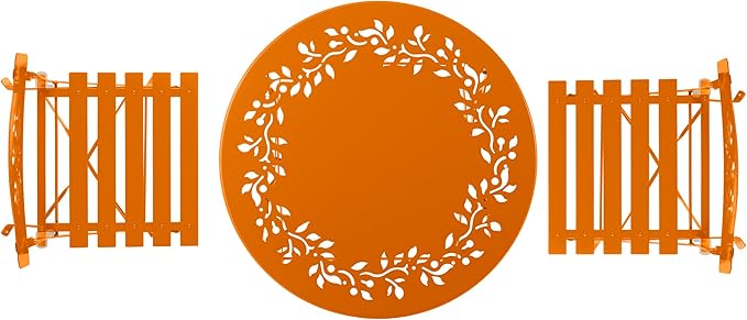 Alpine Corporation Indoor/Outdoor 3-Piece Bistro Set Folding Table and Chairs Patio Seating, Orange