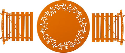 Alpine Corporation Indoor/Outdoor 3-Piece Bistro Set Folding Table and Chairs Patio Seating, Orange