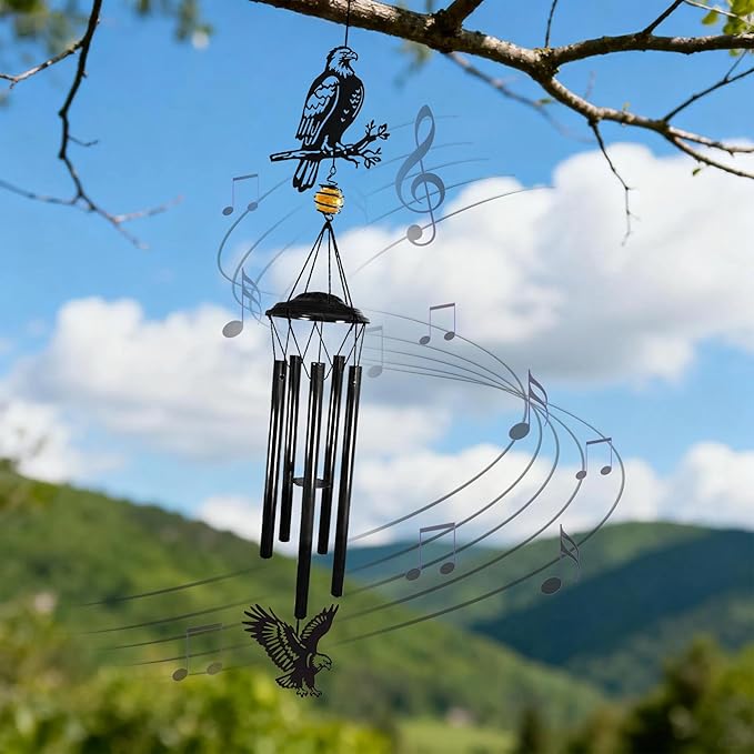 Large Wind Chimes for Outside Deep Tone - 40" Bald Eagle Windchimes Outdoors for Backyard Balcony Porch Home Decor,Memorial Metal Wind Chime Best Gifts for Women/Men Friend Birthday Holiday