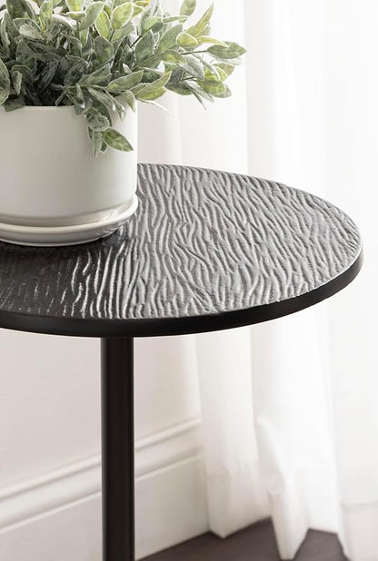 Kate and Laurel Baronet Modern Cast Aluminum Round Side Table, 14 x 14 x 24, Black, Transitional Circle End Table for Use as a Bedroom Nightstand or Living Room Plant Stand Option