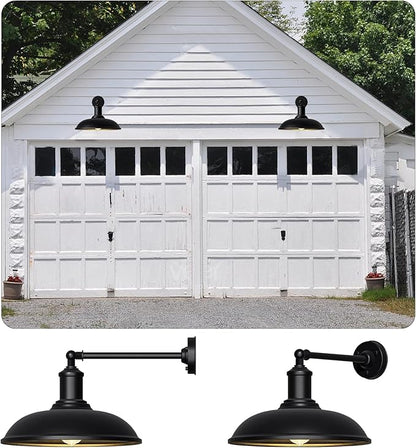 18" Vintage Style Barn Gooseneck Light, Large Farmhouse Waterproof and Rust-Resistant Wall-Mounted Lighting Fixture for Porches, Garages, Patios and Farmhouses 2-Pack