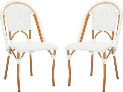 SAFAVIEH Outdoor Collection California Bistro White Side Chair Set of 2 (Fully Assembled)