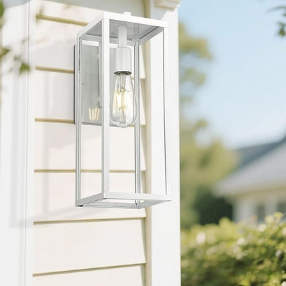 ALLGOT Outdoor Wall Sconce, Outside Porch Light, Anti-Rust Outdoor Wall Lamp Light, Exterior Lighting Fixture, Front Door Lantern for Front Porch Corridor Doorway Patio (White, 16 Inch Height)