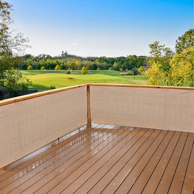 Alion Home© Elegant Privacy Screen for Backyard Deck, Patio, Balcony, Fence, Pool, Porch, Railing. Banha Beige (3' x 8')