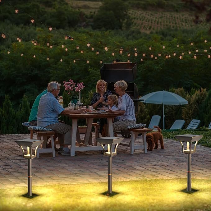 Solar Pathway Lights Outdoor, IP65 Waterproof Bright Solar Outdoor Lights, LED Solar Garden Lights Landscape Lighting for Walkway Lawn Patio Backyard (6 Pack, RGB)