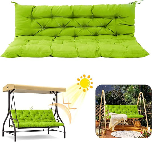2/3 Seater Swing Replacement Cushion, Waterproof Porch Swing Cushions with Backrest, Thickened Bench Cushions for Outdoor Furniture, for Outdoor Patio Swing (Grass Green, 40 * 40 in)
