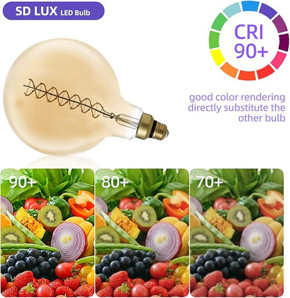 SD LUX Oversized Vintage Giant LED Light Bulb Huge Edison Bulb- Dimmable, 8W 450LM (50W Equi), G63(G200) Warm White 2200K, Medium E26 Base - Perfect for Decorative Pendant Lighting, 1 Pack(G200)