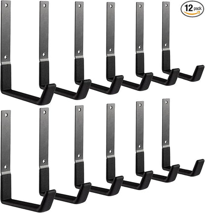Heavy Duty Steel Hooks - Garage & Garden Tool Organizer, Wall Mount Hooks, Hose Hanger (12, Large)