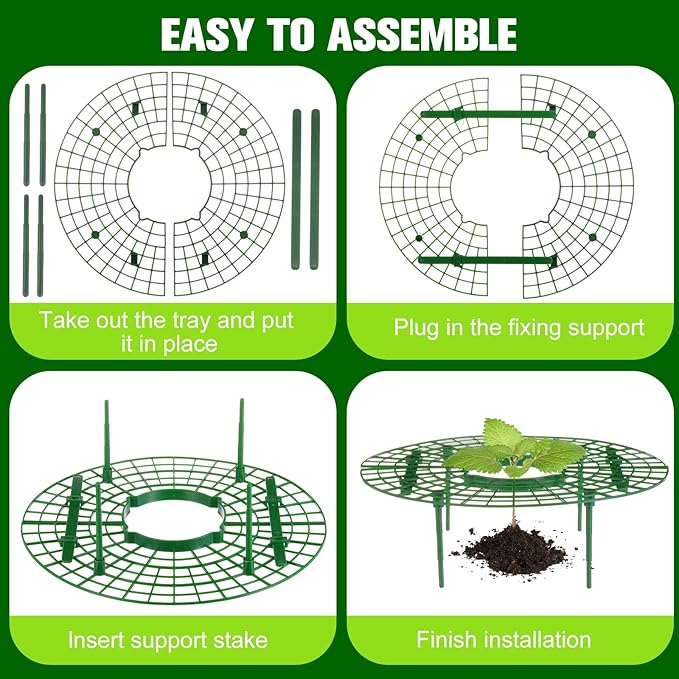 Irenare 12 Pack Strawberry Plant Support with Plant Labels Large Size Strawberry Growing Racks Growing Frame Stand Holder for Keeping Garden Strawberry Clean