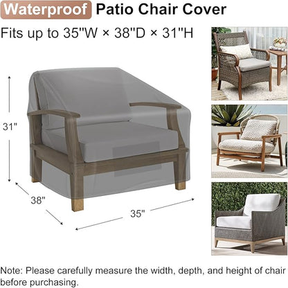 Mrrihand Patio Chair Covers Waterproof, Lounge Deep Seat Cover, Heavy Duty Outdoor Lawn Patio Furniture Covers (35" W x 38" D x 31" H - 2 Pack)