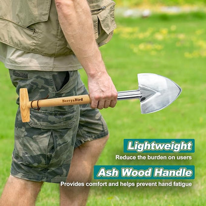 Berry&Bird Perennial Spade, 21.6''Long Trowel for Gardening Root Cutting Tool with Sharp Stainless Steel Blade, Wooden Handle Small Shovel Hand Edger Garden Tool for Planting, Digging & Transplanting