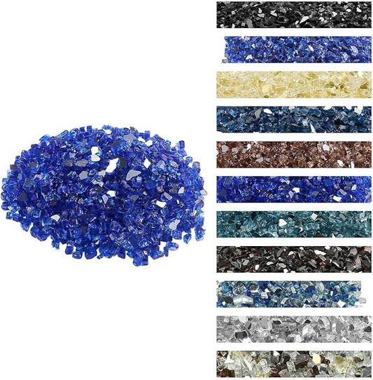 VEVOR Fire Glass, 20LBS / 9KG High-Temperature Resistant Fireplace Rocks, 1/2-Inch / 12.7 mm Reflective & Smokeless Firepit Glass Rock, High Luster Stone Landscaping for Fire Pit Table, Cobalt Blue