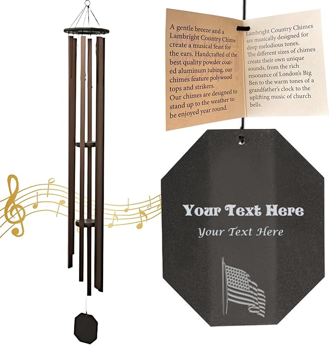 Lambright Chimes Grandfather Clock Extra Large Personalized Wind Chime, Custom Windchimes for Memorial, Sympathy, Loss, Anniversary for Wife, Friend, Mother, Grandmother, Pet - Made in America